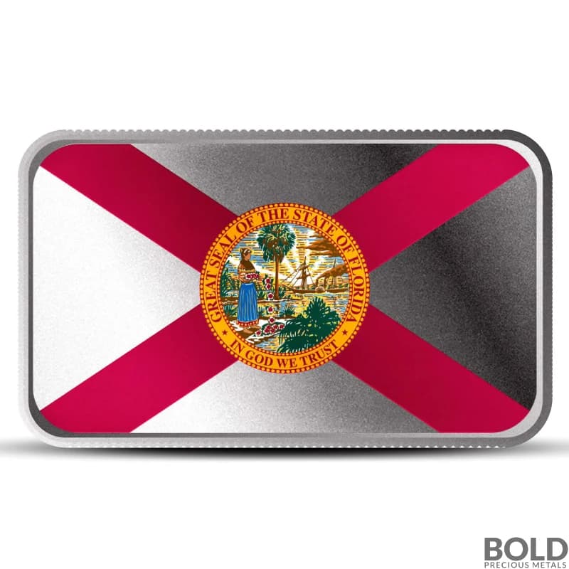 1 oz Florida State Flag Silver Bar (Colored)