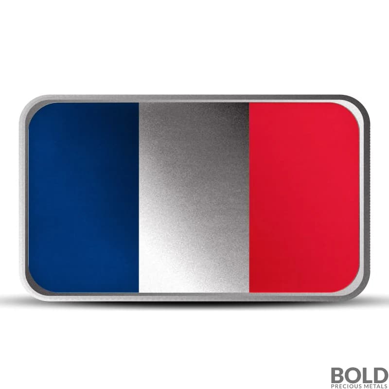 1 oz France Country Flag Silver Bar (Colored)