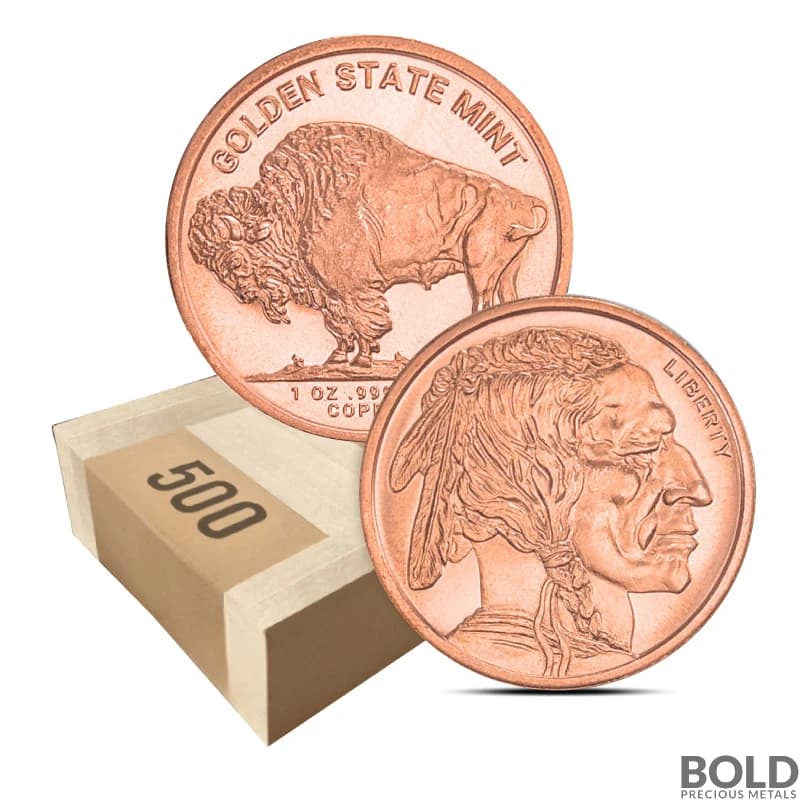 1 oz Golden State Mint Buffalo Copper Round (Box of 500)