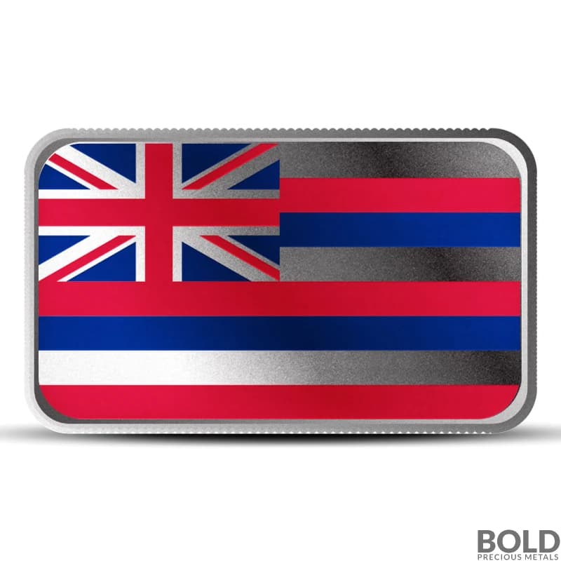 1 oz Hawaii State Flag Silver Bar (Colored)