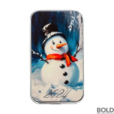 1 oz Icy Snowman Silver Bar (Color)