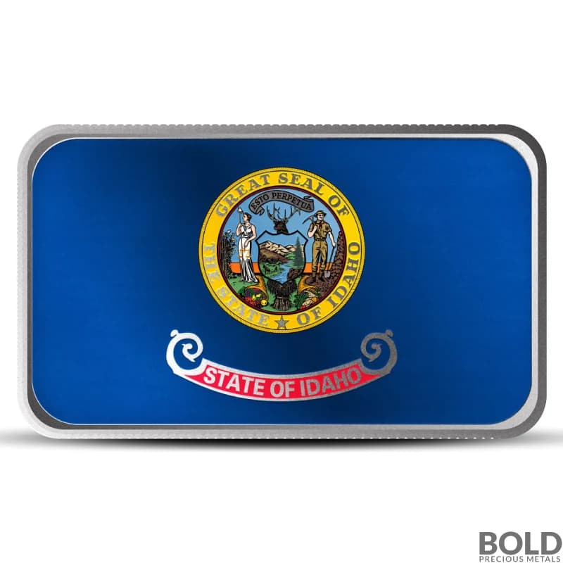 1 oz Idaho State Flag Silver Bar (Colored)
