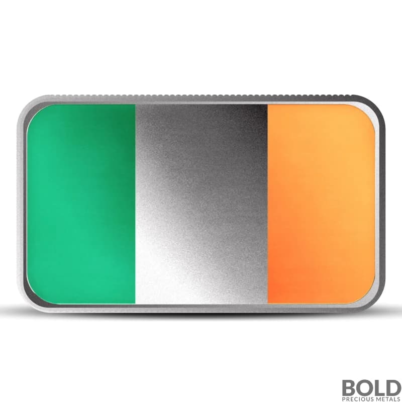 1 oz Ireland Country Flag Silver Bar (Colored)