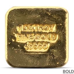 1 oz JM Poured Gold Square Bar