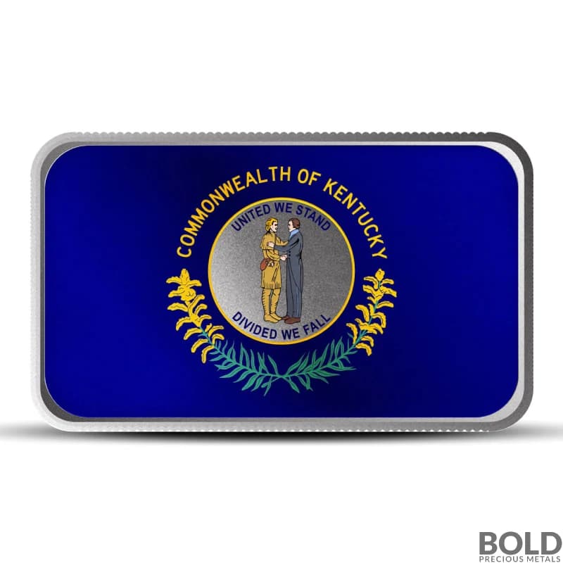 1 oz Kentucky State Flag Silver Bar (Colored)