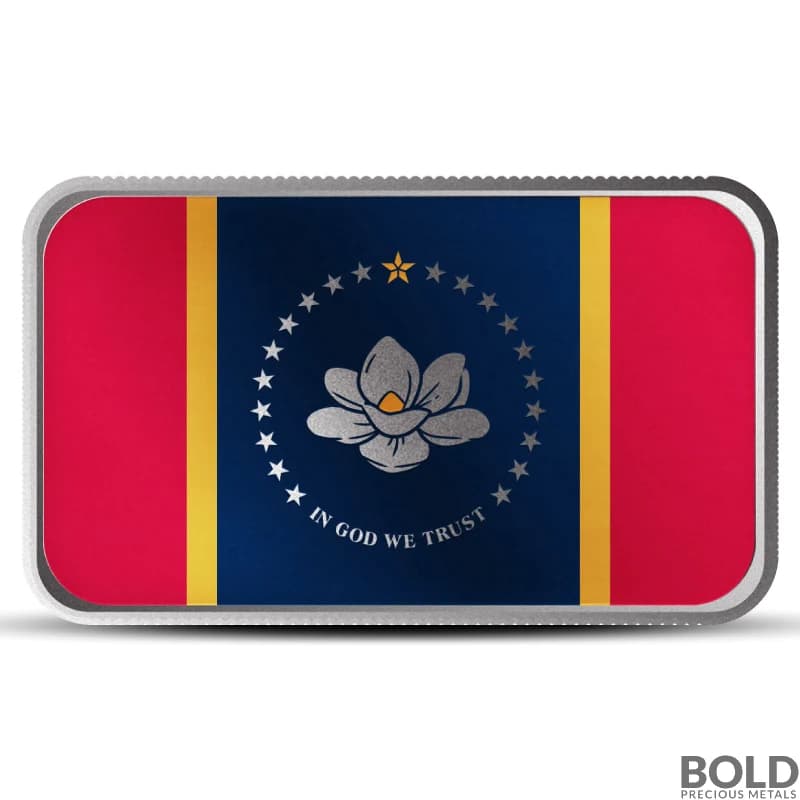 1 oz Mississippi State Flag Silver Bar (Colored)