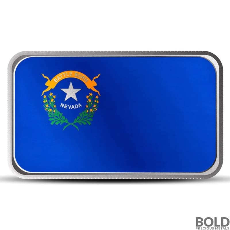 1 oz Nevada State Flag Silver Bar (Colored)