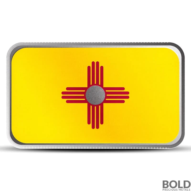 1 oz New Mexico State Flag Silver Bar (Colored)