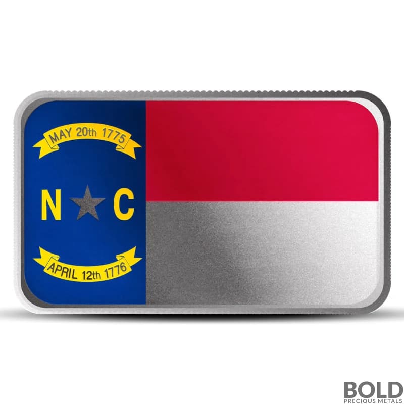 1 oz Alabama Stat1 oz North Carolina State Flag Silver Bar (Colored)e Flag Silver Colored Bar