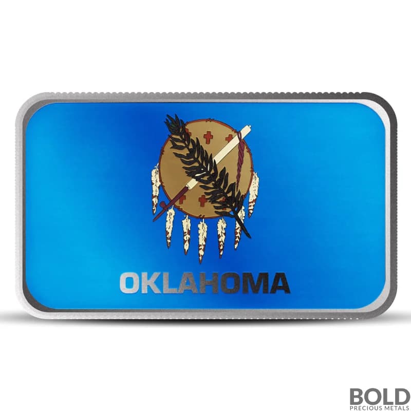 1 oz Oklahoma State Flag Silver Bar (Colored)