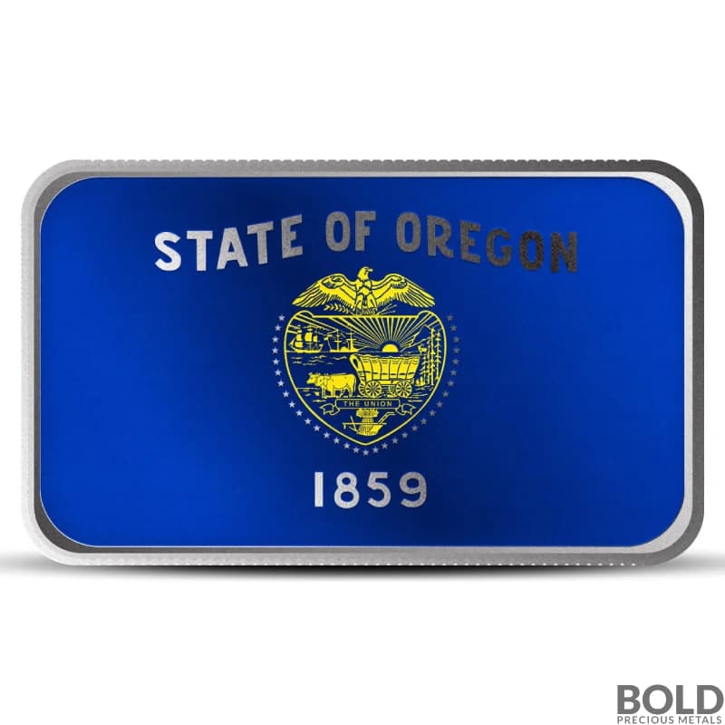 1 oz Alabama State Flag Silver Colored Bar