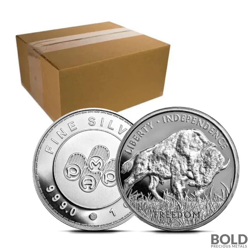 1 oz PAMP Buffalo Silver Round - Box of 500