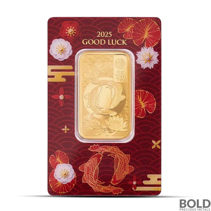 1 oz PAMP Good Luck Koi Fish Gold Bar