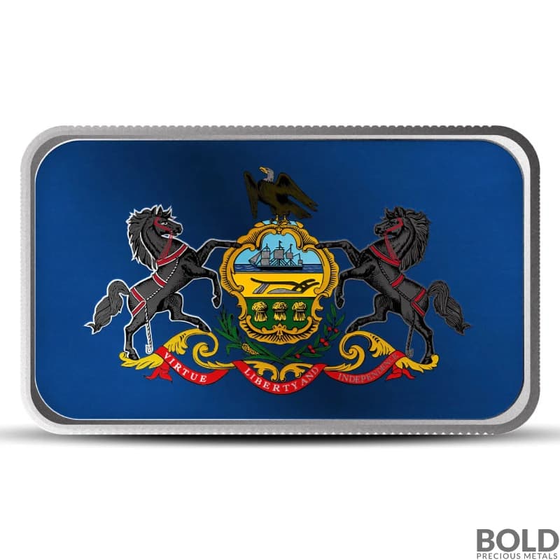 1 oz Alabama State Flag Silver Colored Bar