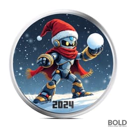 1 oz Robot Silver Round (Color)