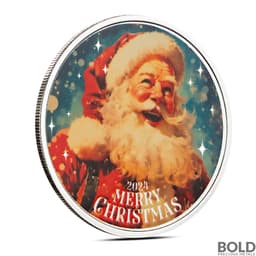 1 oz Santa Claus Is Coming To Town Silver Round (Color)