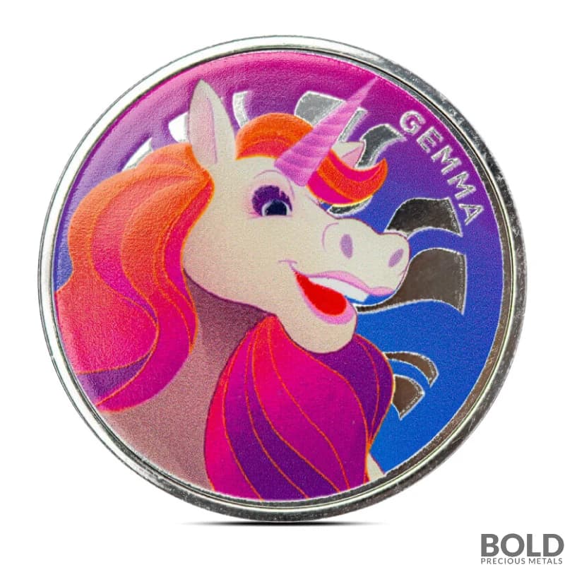 1 oz Scottsdale Gemma The Unicorn Silver Round (Color)
