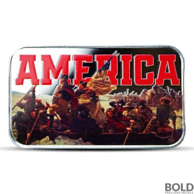 1 oz Scottsdale Patriotic America Crossing the Delaware Silver Bar (Color)