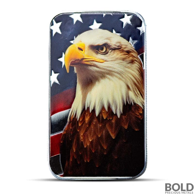 1 oz Scottsdale Patriotic Bald Eagle Silver Bar (Color)
