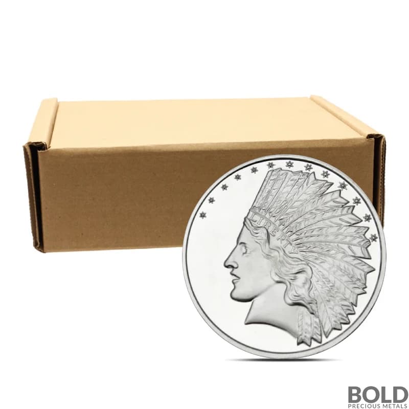 1 oz SilverTowne 10 Indian Silver Round - Box of 500