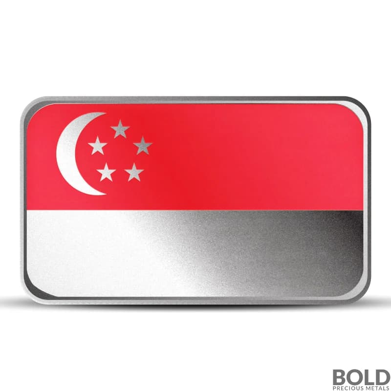 1 oz Singapore Country Flag Silver Bar (Colored)