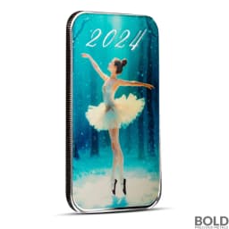 1 oz Snowy Ballerina Silver Bar (Color)