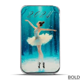 1 oz Snowy Ballerina Silver Bar (Color)