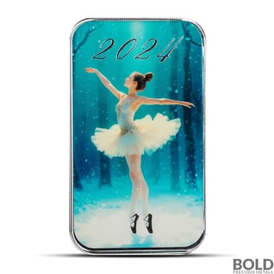 1 oz Snowy Ballerina Silver Bar (Color)