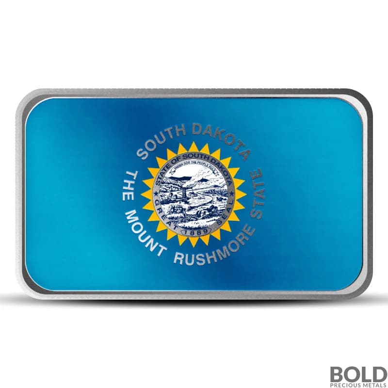 1 oz Alabama State Flag Silver Colored Bar