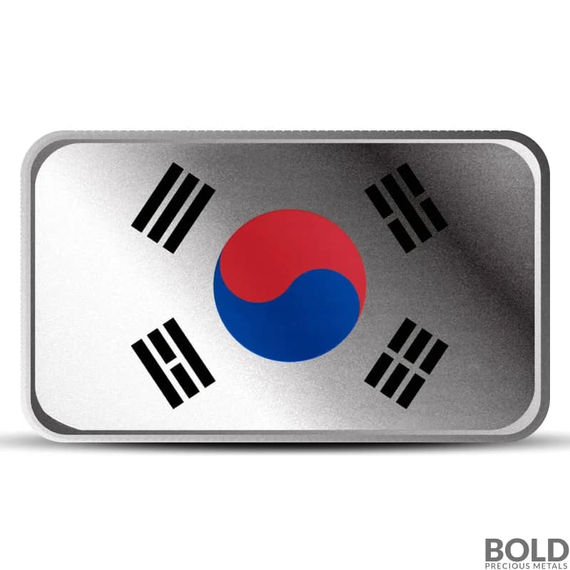 1 oz South Korea Country Flag Silver Bar (Colored)
