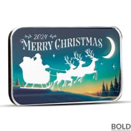 1 oz Starlit Sleigh Ride Silver Bar (Color)