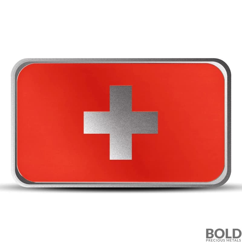 1 oz Switzerland Country Flag Silver Bar (Colored)
