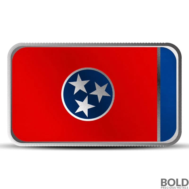 1 oz Alabama State Flag Silver Colored Bar