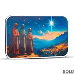 1 oz The Three Wise Men’s Journey to Bethlehem Silver Bar (Color)