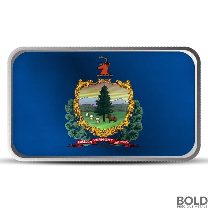 1 oz Alabama State Flag Silver Colored Bar