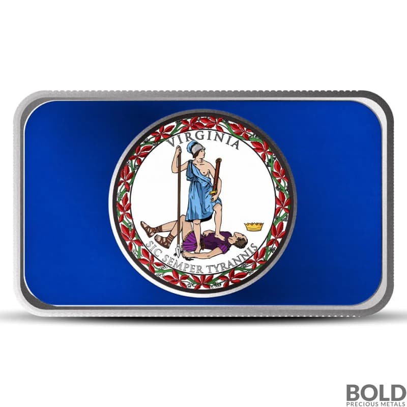 1 oz Virginia State Flag Silver Bar (Colored)