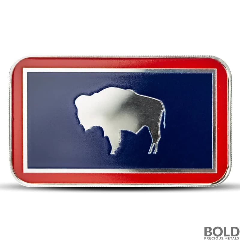 1 oz Wyoming State Flag Silver Bar (Colored)