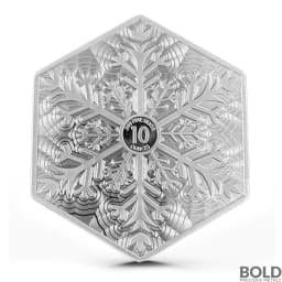 10 oz Snowflake Christmas Hexagonal Silver Bar