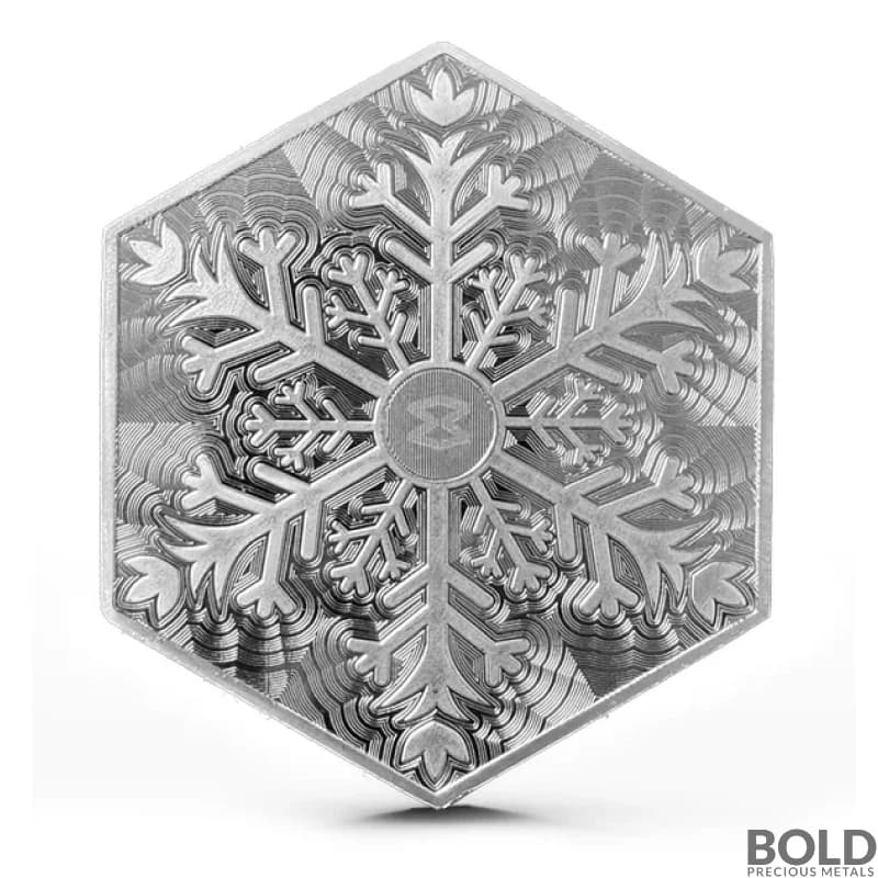 10 oz Snowflake Christmas Hexagonal Silver Bar