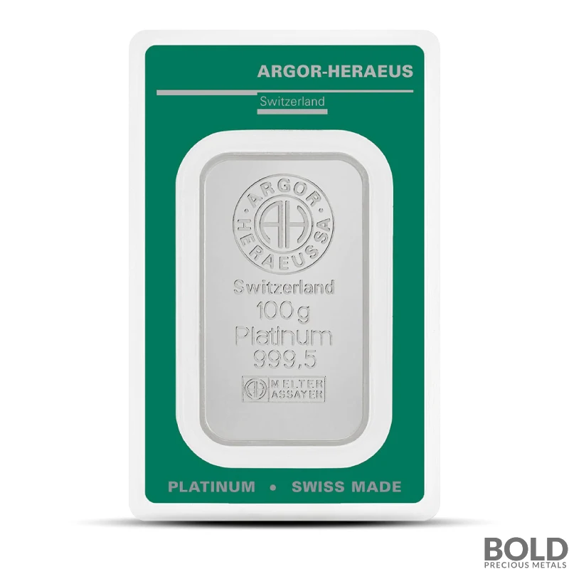 100 Gram Argor Heraeus Platinum Bar