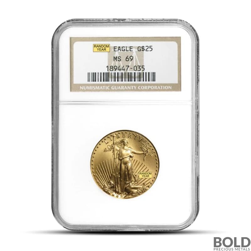 1/2 oz America Gold Eagle MS69 Coin (Random, NGC or PCGS)