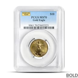 1/4 oz America Gold Eagle MS70 Coin (Random, NGC or PCGS)