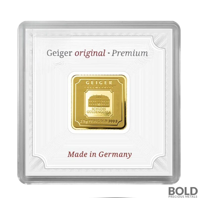 2.5 Gram Geiger Edelmetalle Square Gold Bar
