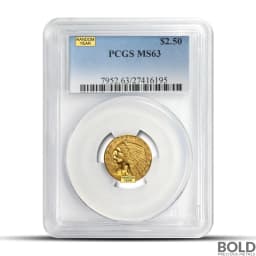 $2.50 Indian Quarter Gold Eagle Coin (MS63, NGC or PCGS, Random)