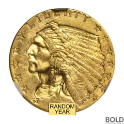 $2.50 Indian Quarter Gold Eagle Coin (MS64, NGC or PCGS, Random)