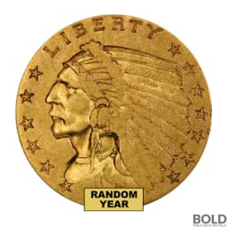 $2.50 Indian Quarter Gold Eagle Coin (VF, Random)