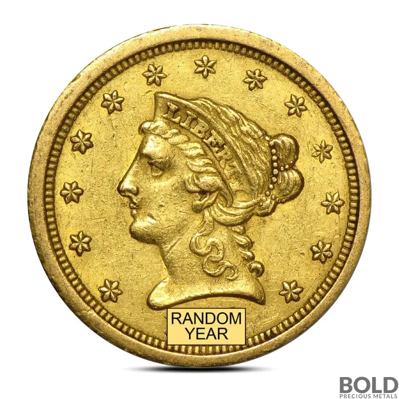$2.50 Liberty Quarter Eagle Gold Coin (XF, Random)