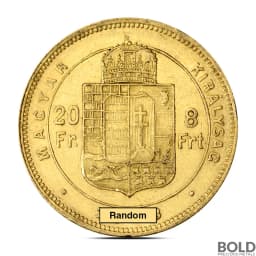 20 Francs / 8 Forint Hungary Gold Coin (Avg. Circulated)