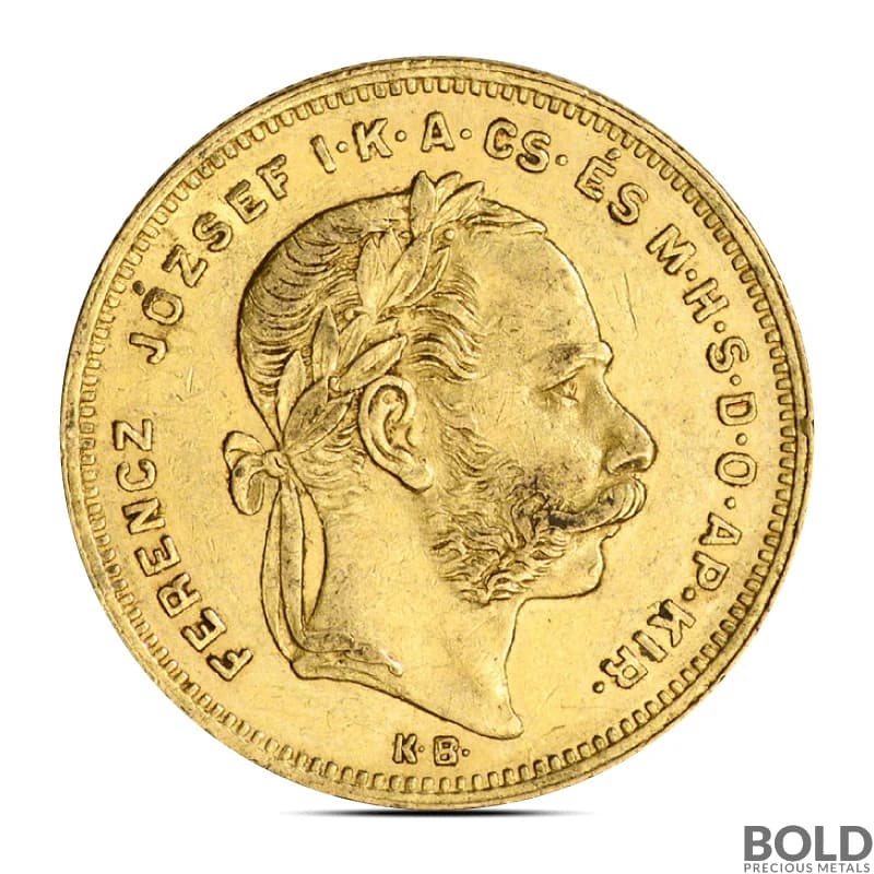 20 Francs / 8 Forint Hungary Gold Coin (Avg. Circulated)