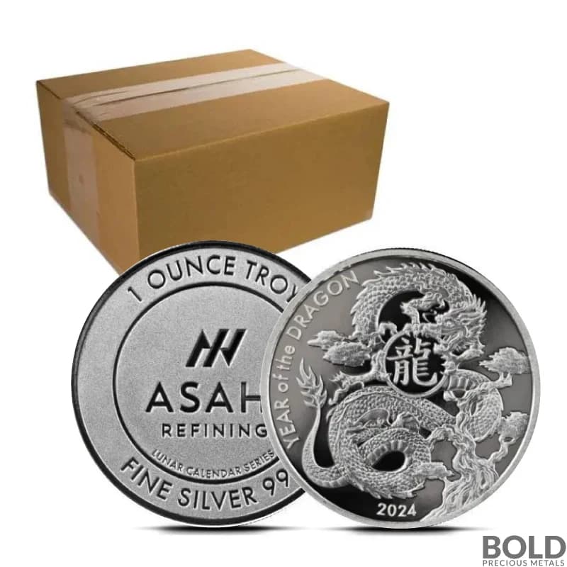 2024 1 oz Asahi Lunar Dragon Round Silver - Box of 500